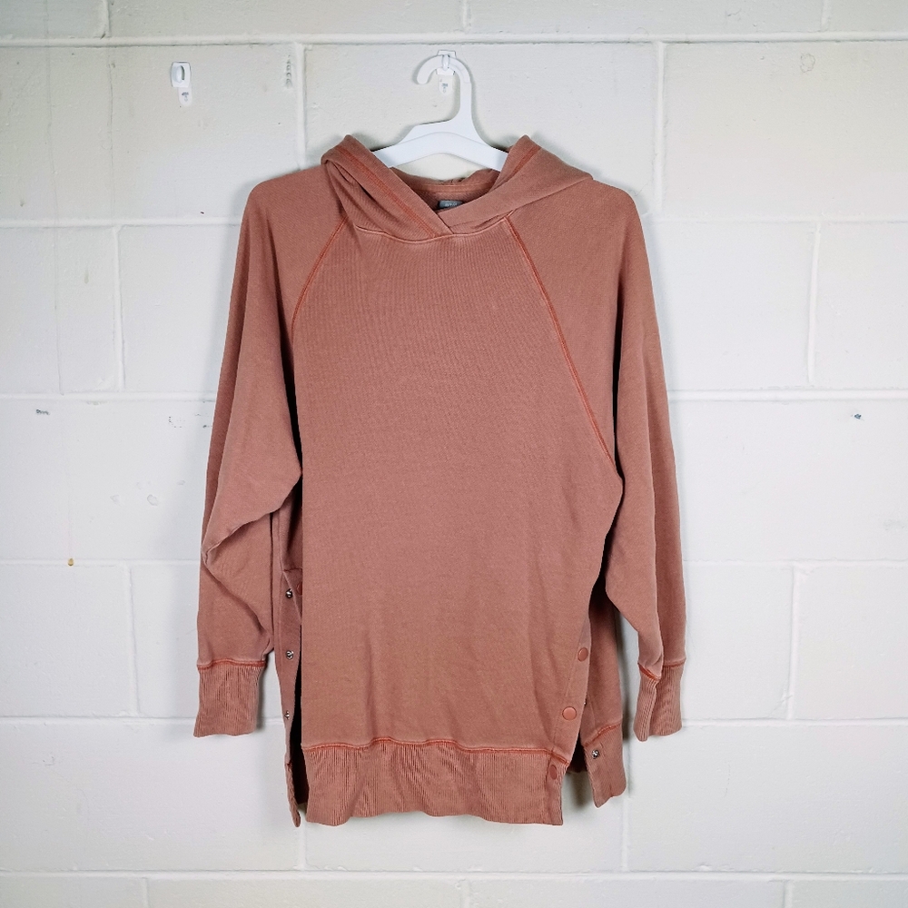 Aerie Mauve‎ Pink Oversized Hooded Sweatshirt With Snap Side Detail Womens Sz XS